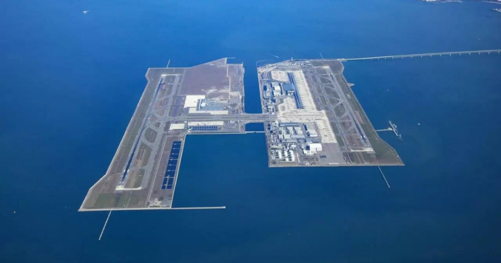 Kansai International Airport on an artificial island in Osaka Bay