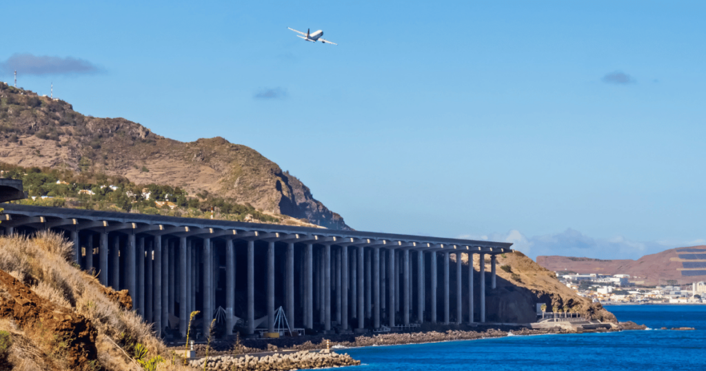 Concrete pillars supporting Madeira Airport runway